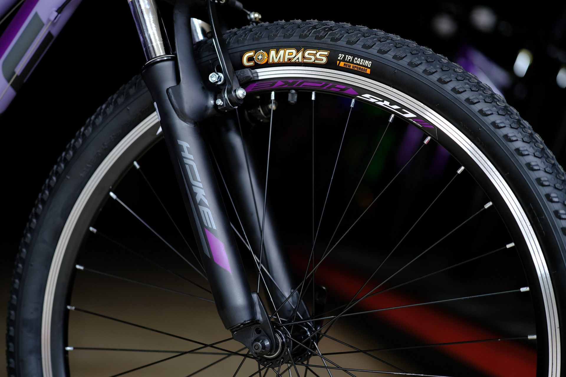 Обод 26 двойной, втулки стальные на промподшипниках
 HOKE Jade 50 V матовый фиолетовый-серый 15